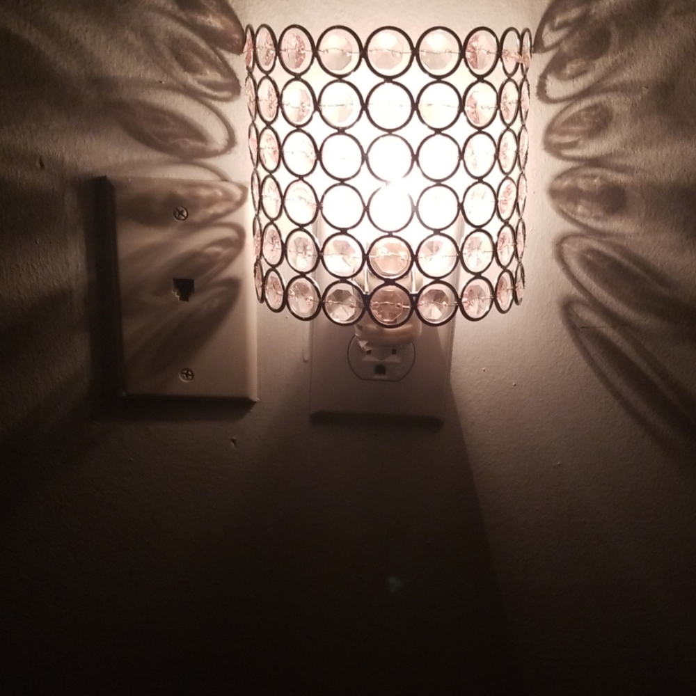 Crystal pink  work of art wall plug in lamp